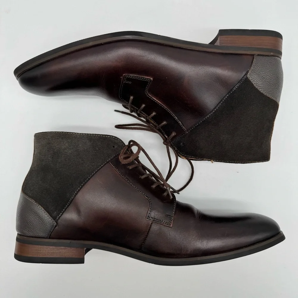 La Milano Cabey Brown Leather Lace Up Boot Size 13